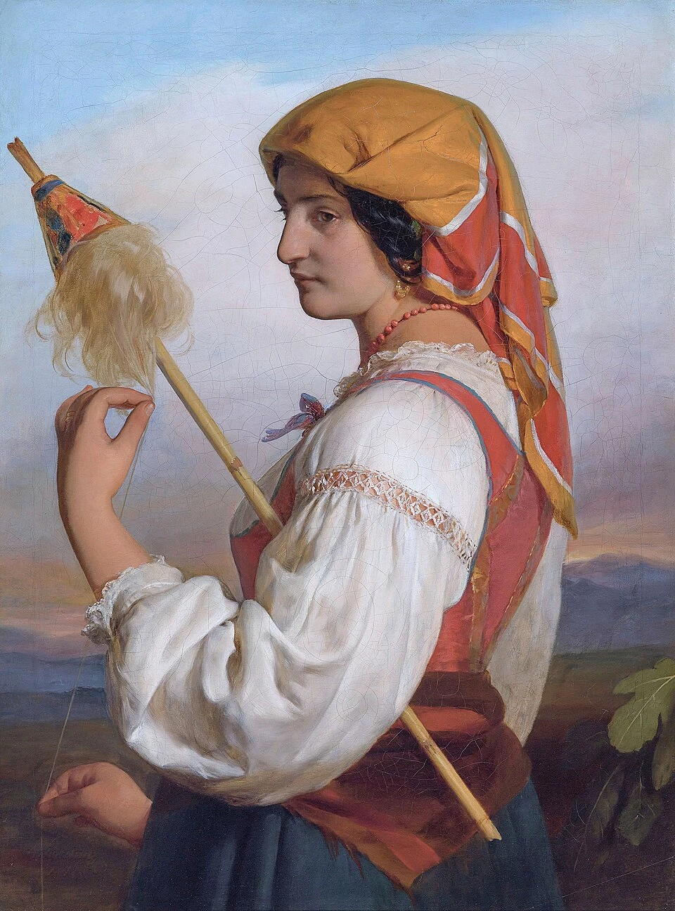 Donna italiana (Chiaruccia) con conocchia